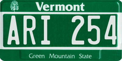 VT license plate ARI254