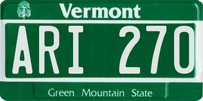 VT license plate ARI270