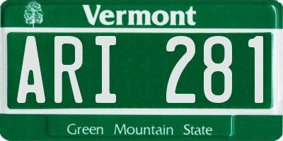 VT license plate ARI281