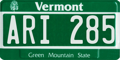 VT license plate ARI285