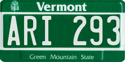 VT license plate ARI293