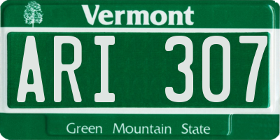 VT license plate ARI307