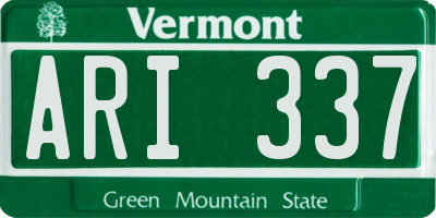 VT license plate ARI337