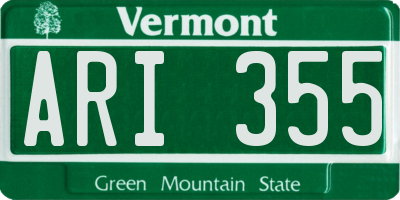 VT license plate ARI355