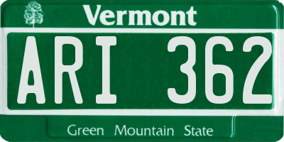 VT license plate ARI362