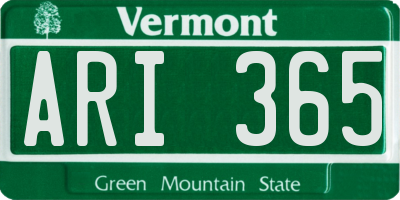 VT license plate ARI365