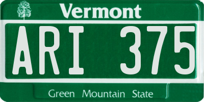 VT license plate ARI375