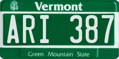 VT license plate ARI387