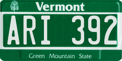 VT license plate ARI392