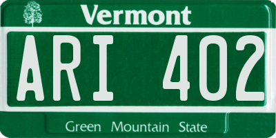 VT license plate ARI402