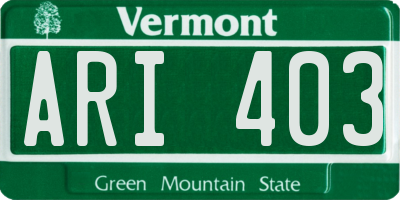 VT license plate ARI403