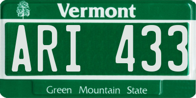VT license plate ARI433