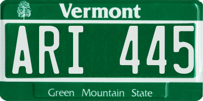 VT license plate ARI445