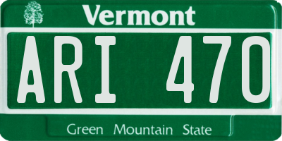 VT license plate ARI470