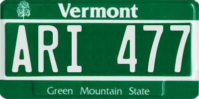 VT license plate ARI477