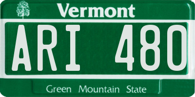 VT license plate ARI480