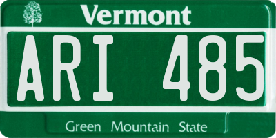VT license plate ARI485