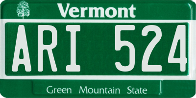 VT license plate ARI524