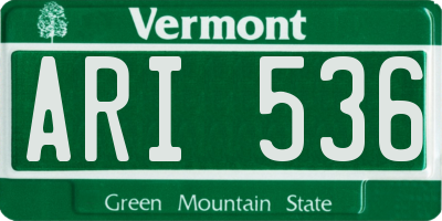 VT license plate ARI536