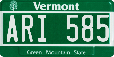 VT license plate ARI585