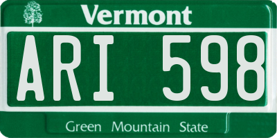 VT license plate ARI598