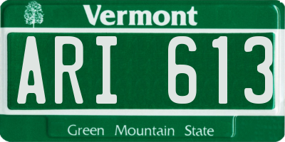 VT license plate ARI613