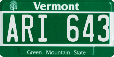 VT license plate ARI643