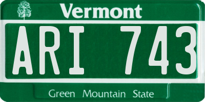 VT license plate ARI743