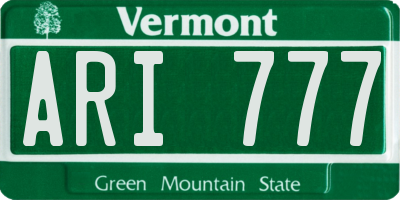 VT license plate ARI777
