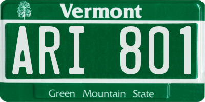 VT license plate ARI801