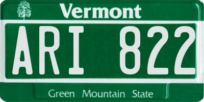 VT license plate ARI822