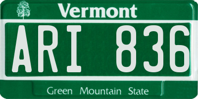 VT license plate ARI836