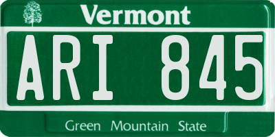 VT license plate ARI845