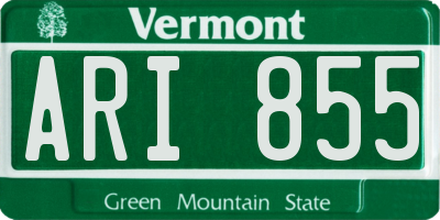 VT license plate ARI855