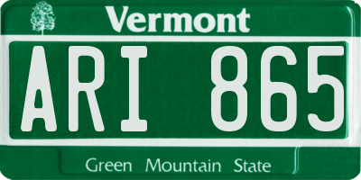 VT license plate ARI865