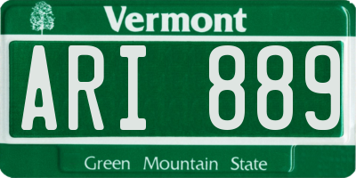 VT license plate ARI889