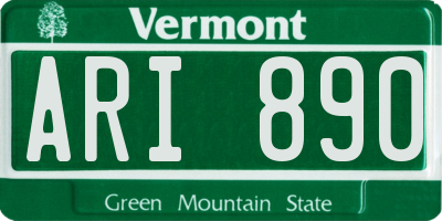 VT license plate ARI890