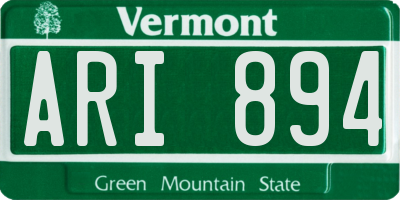 VT license plate ARI894
