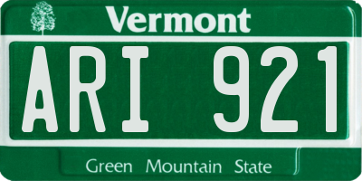VT license plate ARI921