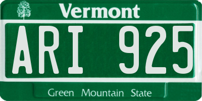 VT license plate ARI925