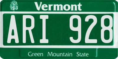 VT license plate ARI928