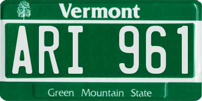 VT license plate ARI961