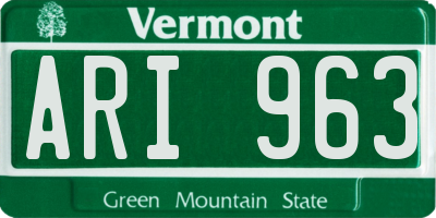 VT license plate ARI963