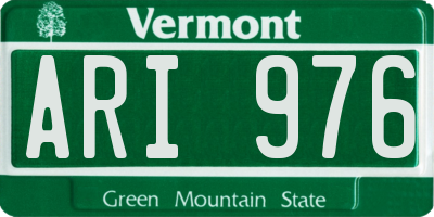 VT license plate ARI976