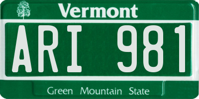 VT license plate ARI981