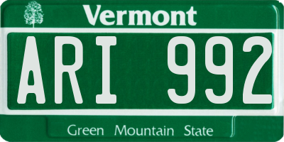 VT license plate ARI992