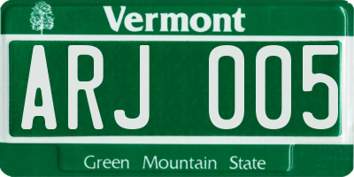 VT license plate ARJ005