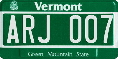 VT license plate ARJ007