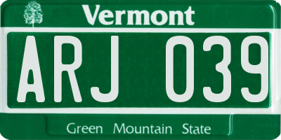 VT license plate ARJ039