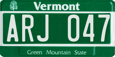 VT license plate ARJ047
